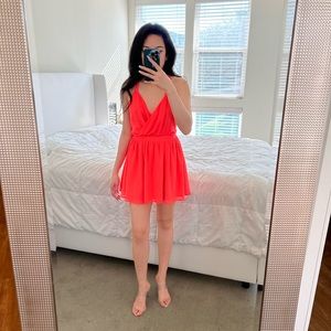 Neon Coral Pink Mini Dress